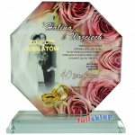 Szklana statuetka z nadrukowanym zdjęciem jubilatów